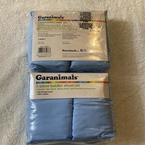 NWT Garanimals 3 Piece Toddler Sheet Set Flat Fitted  Pillowcase blue  bundle 2